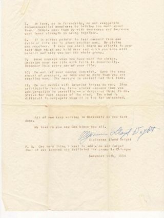 1954 Olgivanna (mrs.  Frank) Lloyd Wright Tls,  Other Writings - Autograph