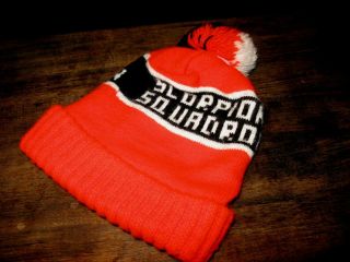 Vintage 1970’s Scorpion Squadron Snowmobile Red Stocking Hat Cap Beanie With Pom