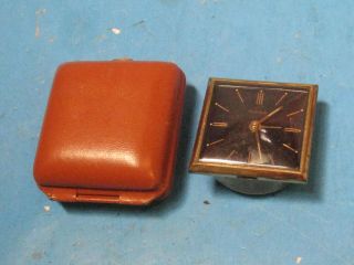 Vintage Swiza Travel Alarm Clock Swiss Made Leather Case 5v4