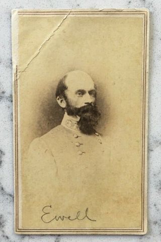 Antique Civil War Cdv Photograph Confederate General Richard Ewell Vannerson Csa
