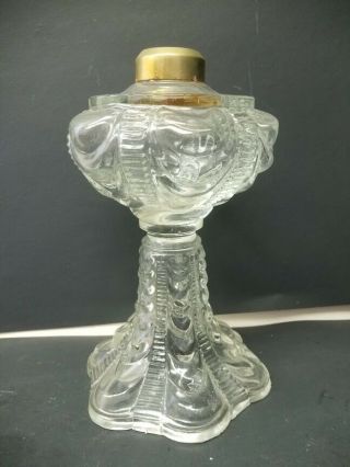 Antique Oil Clear Glass Lamp Base Coolidge Drape Pattern 1