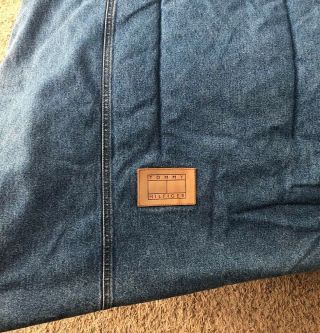 Vtg Tommy Hilfiger Distressed Denim Blue Jean Comforter Quilt Twin/full