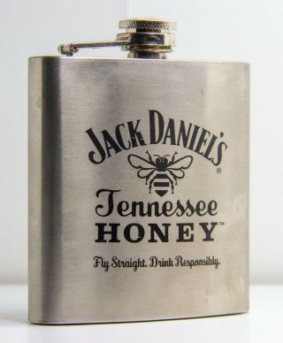 Jack Daniels " Tennessee Honey " Stainless Steel 6 Oz.  Flask