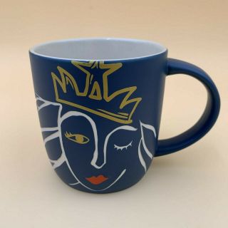 Starbucks Coffee Mug 2016 Anniversary Mermaid Face Etched Crown Siren 14 Oz Blue