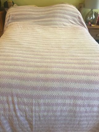 Vintage Cabin Crafts Squiggle Chenille Bedspread Pink And White Double