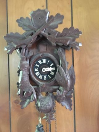 Vintage Black Forest W Germany 8 Day Cuckoo Clock Hunter Gun Schmeckenbecker