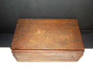 Vtg Primitive Dovetail Wooden Antique Box Old Nails 11 " X 6 1/2 "