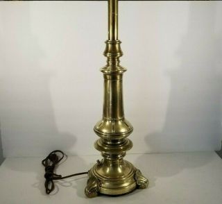 Vintage Stiffel Oval Brass Buffet Table Lamp Footed Base 23 " X 7 " Hollywood Rege