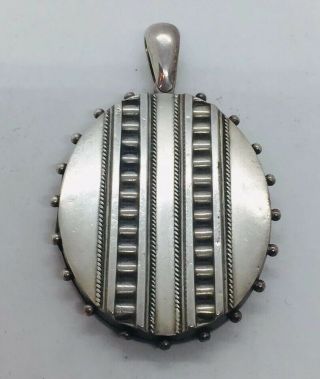 Antique Victorian Sterling Silver Unusual Large Locket Pendant