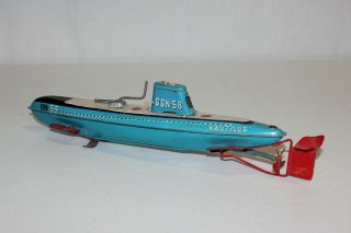 Vintage Marusan SAN Japan Tin Friction SSN - 58 Nautilus Submarine Sub VG L@@K 3