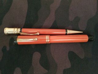 Vintage Parker Duofold Lucky Curve Fountain Pen & Senior Pencil