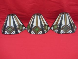 (3) ART CRAFT STYLE STAINED GLASS LIGHT SHADE CEILING FAN CHANDELIER WALL SCONCE 2