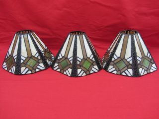 (3) ART CRAFT STYLE STAINED GLASS LIGHT SHADE CEILING FAN CHANDELIER WALL SCONCE 3