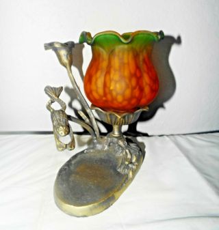 Lamps A Fancy 6 " H Tiffany Style Solid Brass Frogs In Lilly Pond Accent Lamp