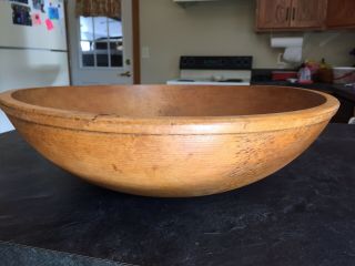 Vintage Huge Wooden Dough Bowl 17 - 1/8”x16 - 1/2” Out Of Round Primitive Farmhouse