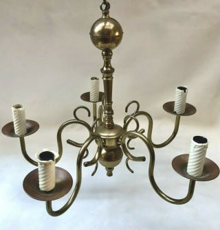 Vintage French Five Arm Brass Chandelier Flemish Style Ceiling Light,  Lighting