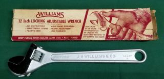 Vintage J.  H.  Williams 12” No.  12l Locking Adjustable " Superwrench " Usa