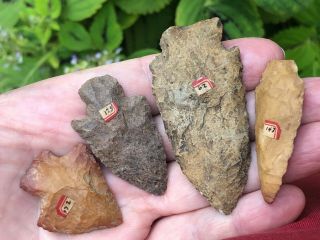 4 More Rare Old Ancient Native American Indian Tribal Point Arrowheads