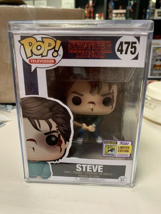 Funko Pop Figure 2017 Stranger Things Bloody Steve Sdcc Exclusive Sticker Stack