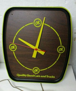 Vintage 1960s Chevrolet Very Rare Ok Cars And Trucks Clock Sign By Dualite