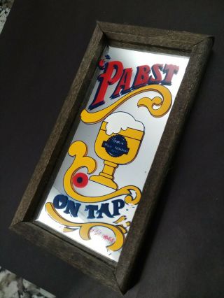 Small Vintage Pabst Blue Ribbon Reverse On Glass Framed 1975 W/ Paint Flecking