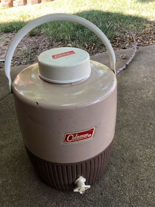 Vintage Coleman Classic Brown & Tan 2 Gallon Water Jug Thermos Cooler