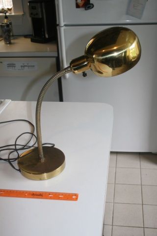 Antique Brass Mid Century Modern Vintage Goose Neck Table Desk Lamp Light Mcm