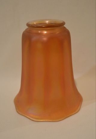 Imperial Nuart Iridescent Marigold Carnival Art Glass Paneled Lamp Shade