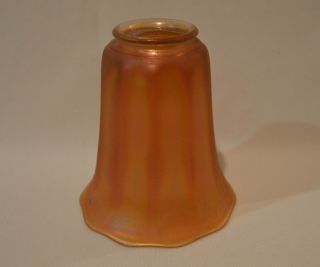 Imperial NUART Iridescent Marigold Carnival Art Glass Paneled Lamp Shade 2