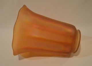 Imperial NUART Iridescent Marigold Carnival Art Glass Paneled Lamp Shade 3