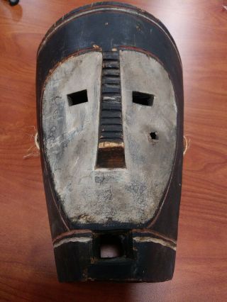 Vintage African Mask Old Spooky Face Wood Carved Tribal Art Wall Statue