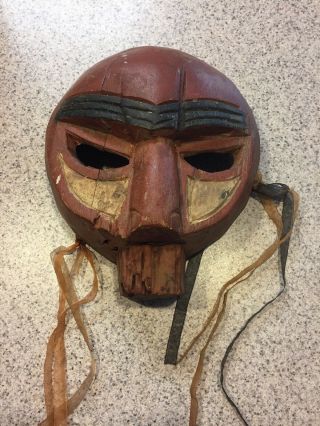 Tribal Tiki Hand Carved Wood Wall Mask 10.  5 Inch.  Man Cave Decor