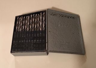 Vintage Huot Drill Index Metal Box With Gtd Drill Bits Pat.  1930617
