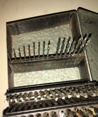 Vintage Huot Drill Index Metal Box with GTD Drill Bits Pat.  1930617 2