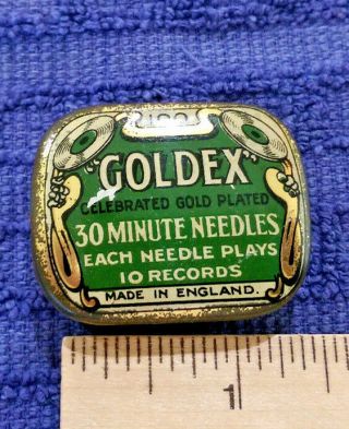 Vintage Flip Top Metal Tin - 100 Goldex Celebrated Gold Plated 30 Min,  Needles.