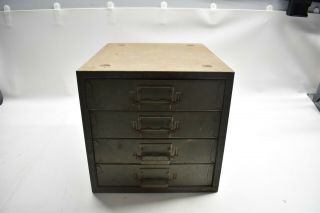 Vintage 4 Drawer Metal Tool Box Industrial Small Parts Bin Storage Cabinet Usa