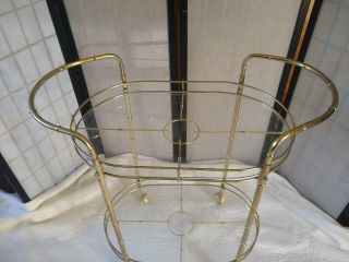Vintage Brass Bamboo Hollywood Martini Wine Bar Tea Cart French Chinoiserie 3