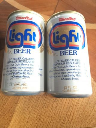 Two Vintage Utica Club Light Aluminum Beer Can.  West End Brewing.  Empty