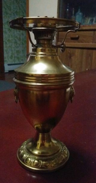 Vintage Rare 19th C.  English Brass Miniature Lion Urn Oil Kerosene Lamp Look