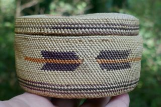 Vintage Nootka Native Fine Woven Cabinet/treasure Basket - Geometric Design