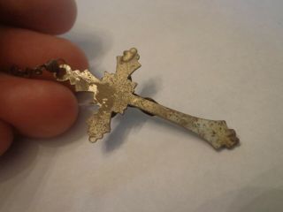 Antique Cross Crucifix Catholic Pendant silver tone 3