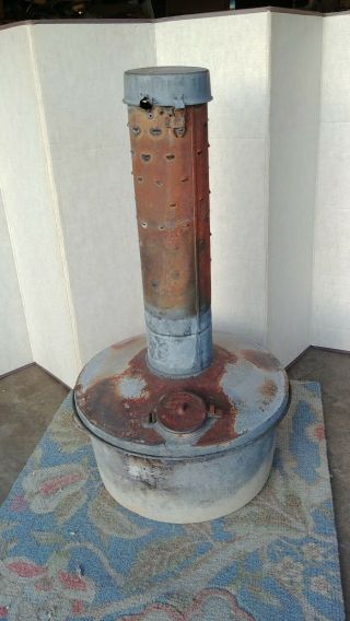 Vintage Smudge Pot Kerosene Diesel Camp,  Orchard Heater Industrial Art Deco