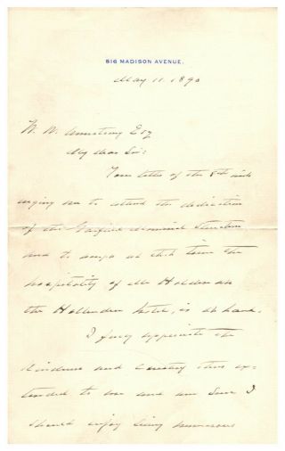 Grover Cleveland - Autograph Letter Signed - Declines Attend Garfield Memorial