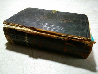 Small Leather Civil War - Era Holy Bible 1861 Homefront