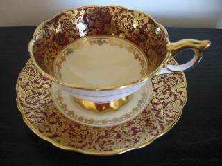 Royal Stafford Red Gold Floral Chintz Tea Cup And Saucer