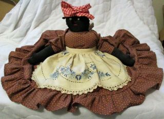 Vintage Handmade Black Americana Toaster Cover Doll Apron W/hand Crocheted Lace