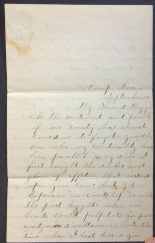Love Letter From A Soldier At Camp Lima Ohio With Orig 1862 Envelope
