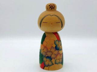 6.  8 Inch (17.  5 Cm) Japanese Vintage Sosaku Wooden Kokeshi Doll Signed