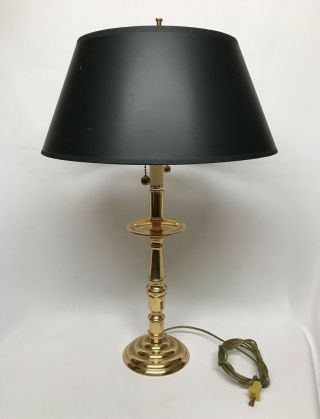 24 " Solid Brass Candlestick Table Lamp With Shade - 2 - Bulb - Pull Chain On/off
