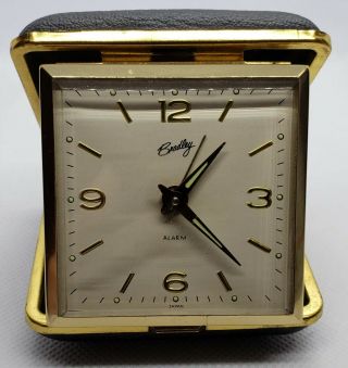 Vintage Bradley Travel Alarm Clock Black Japan Glow In The Dark Hands